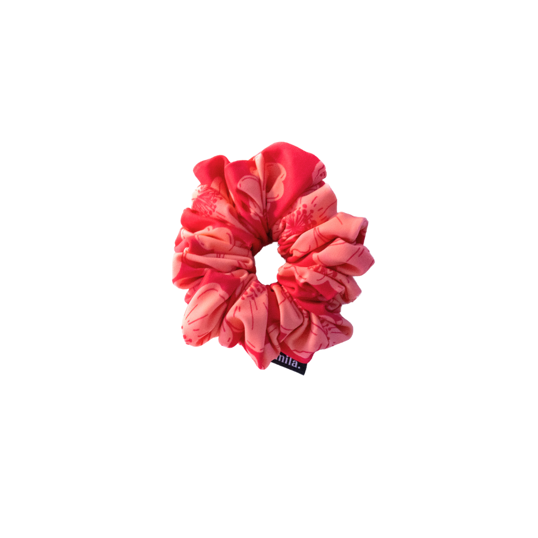 XXL Scrunchie Red  flowers Swim